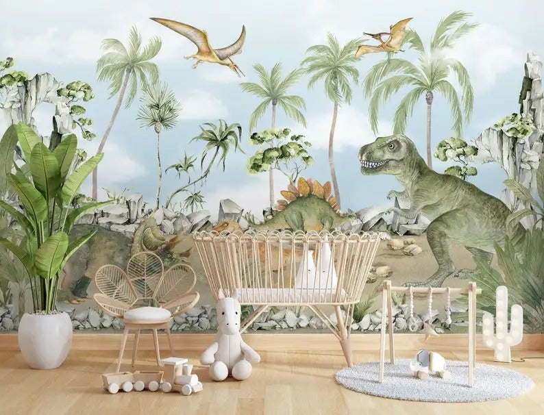 Papier Peint Dinosaure Vert