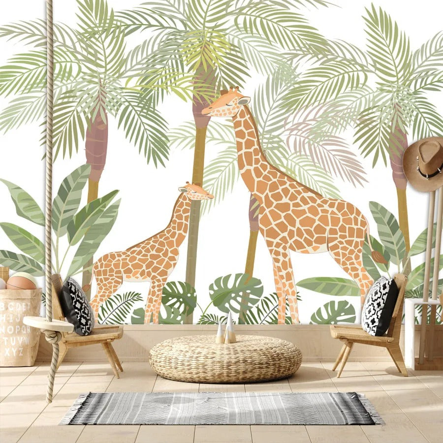 Papier Peint Jungle Girafe