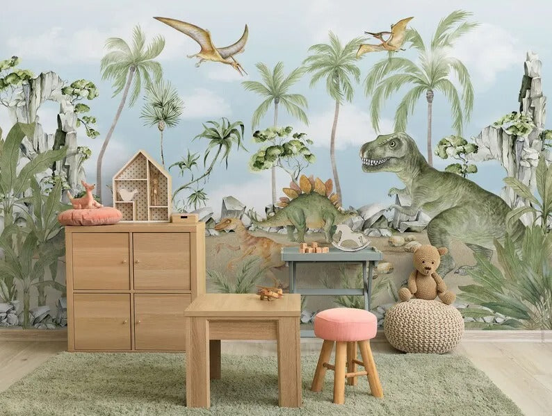 Papier Peint Dinosaure Vert