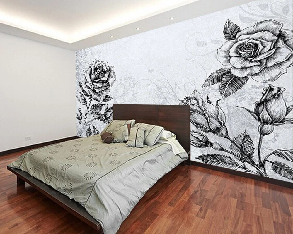 Papier Peint Noir Et Blanc Fleur