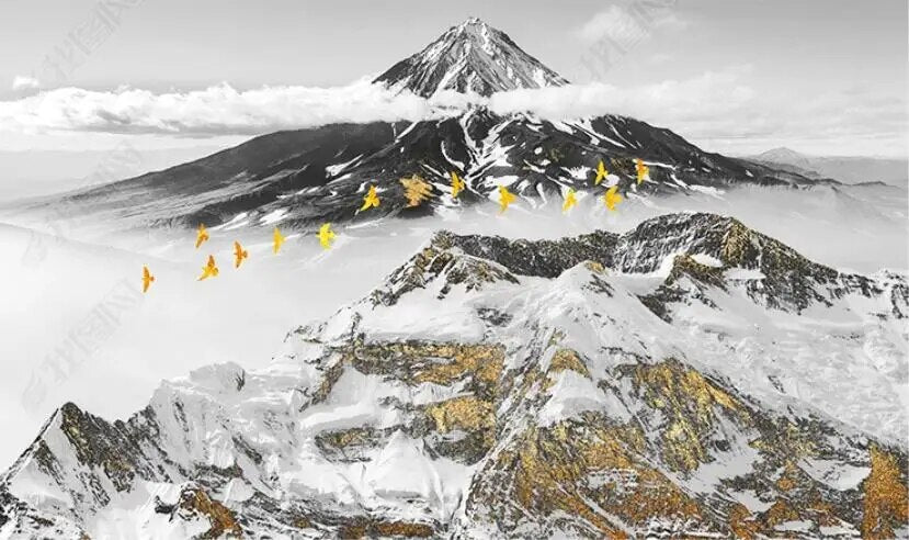 Papier Peint Montagne Noir Et Blanc