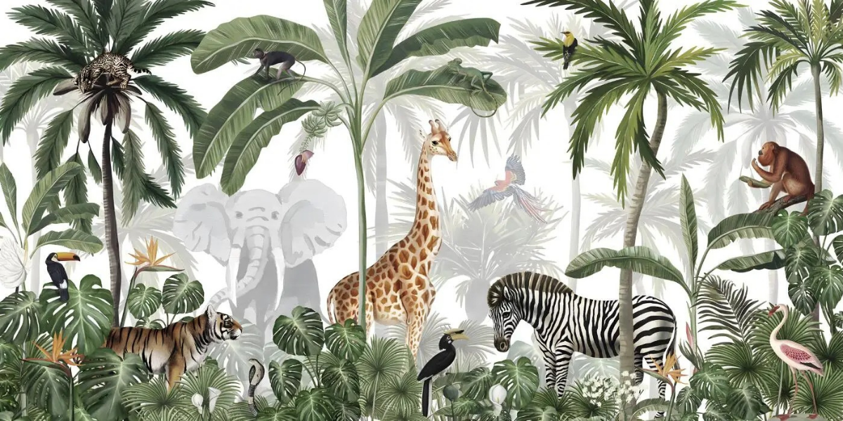 Papier Peint Zèbre Tigre Savane