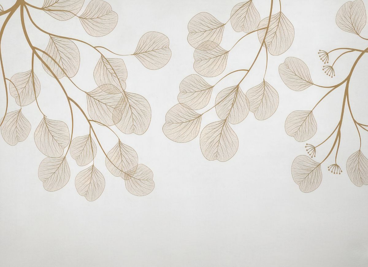 Papier peint ginkgo beige