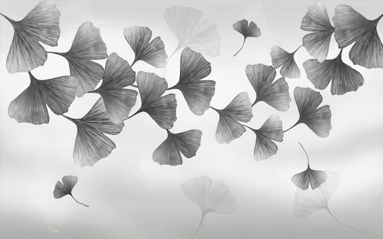 Papier peint ginkgo noir