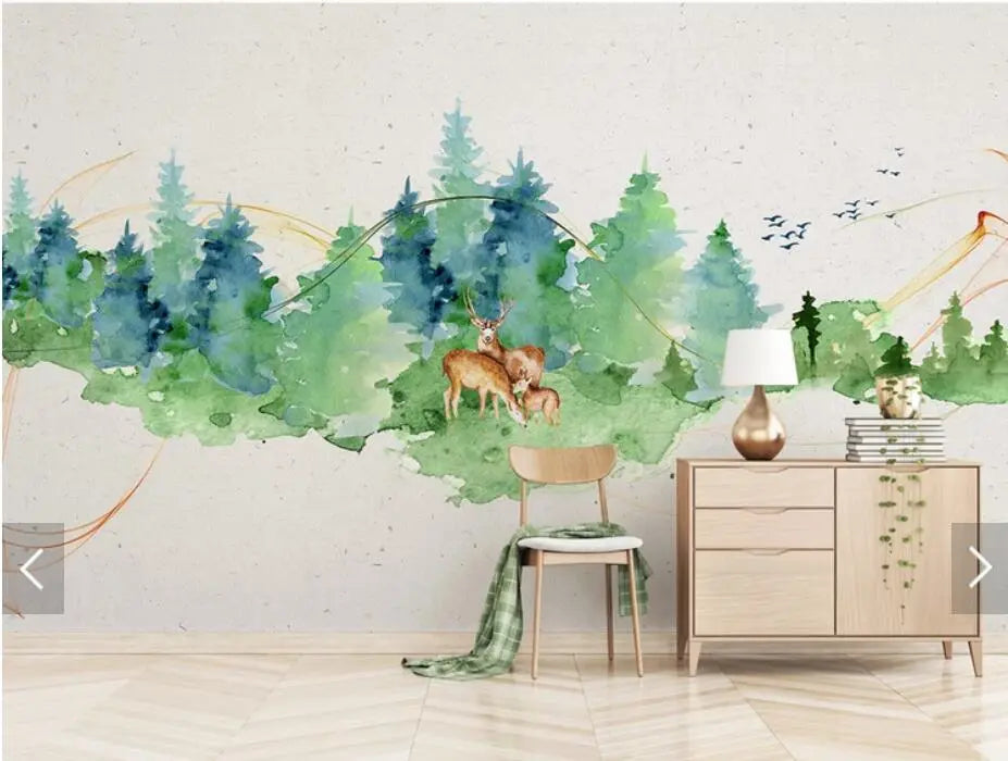 Papier Peint Foret Aquarelle