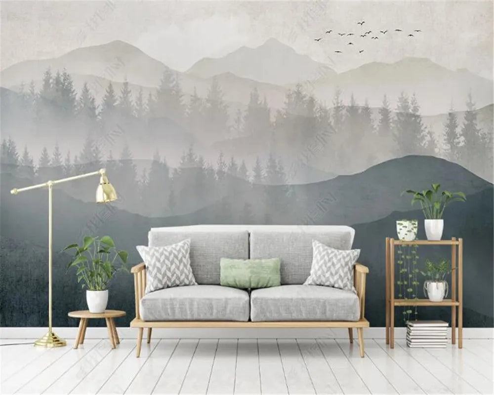 Papier Peint Panoramique Foret Brume