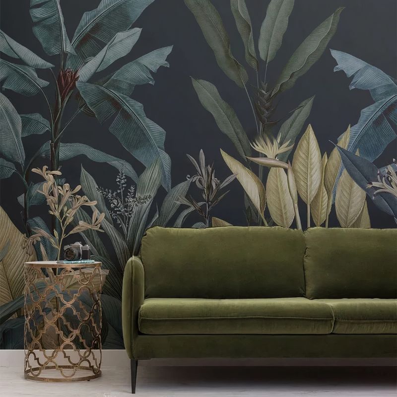 Papier Peint Jungle Noir et Vert