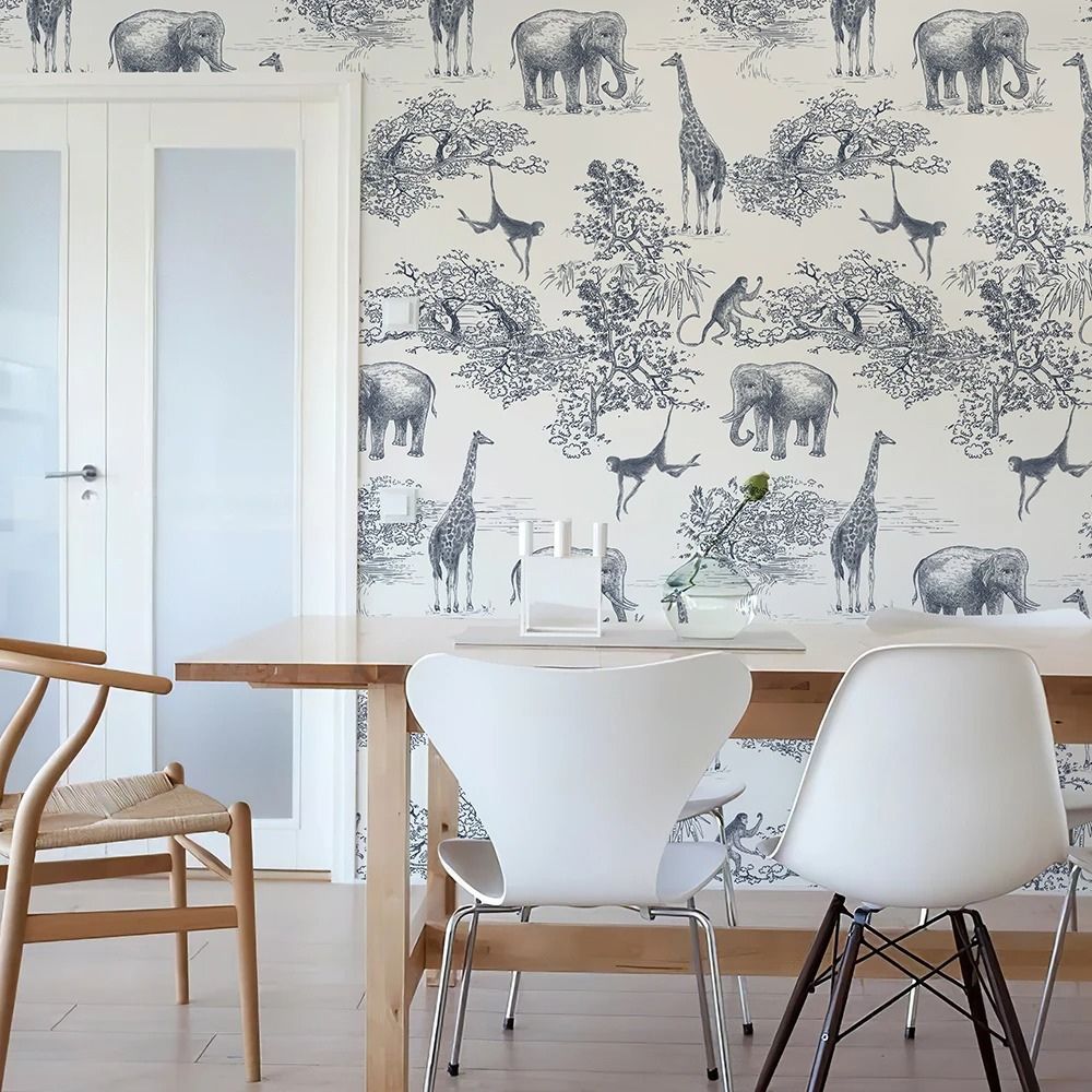 Papier Peint Animaux Noir Et Blanc decoration tapisserie
