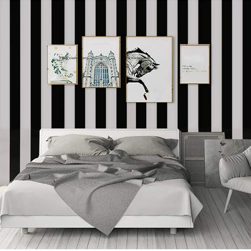 Papier Peint Rayé Noir Et Blanc