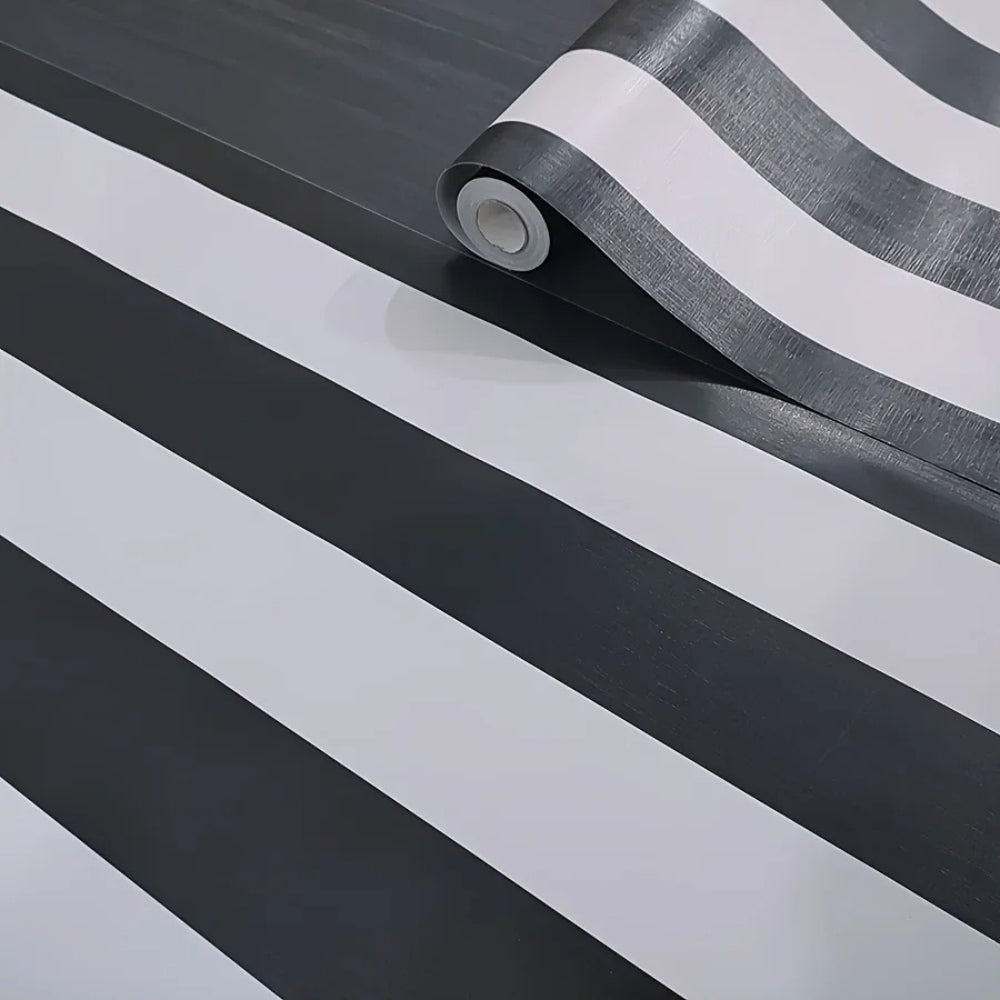 Papier peint a rayure diagonales noir et blanc