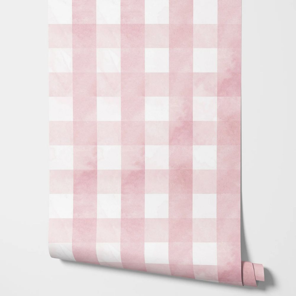 Papier peint à carreaux vichy rose motif