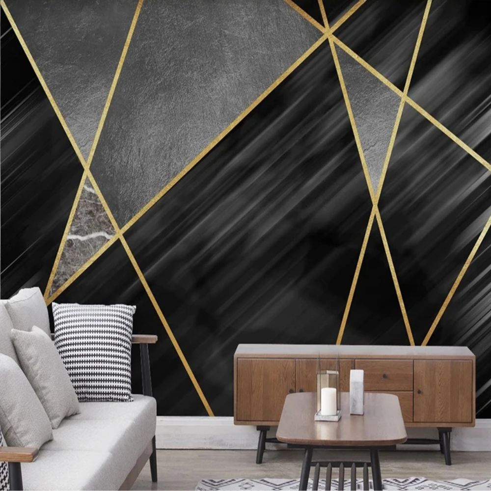 Papier peint design noir et or deco mural