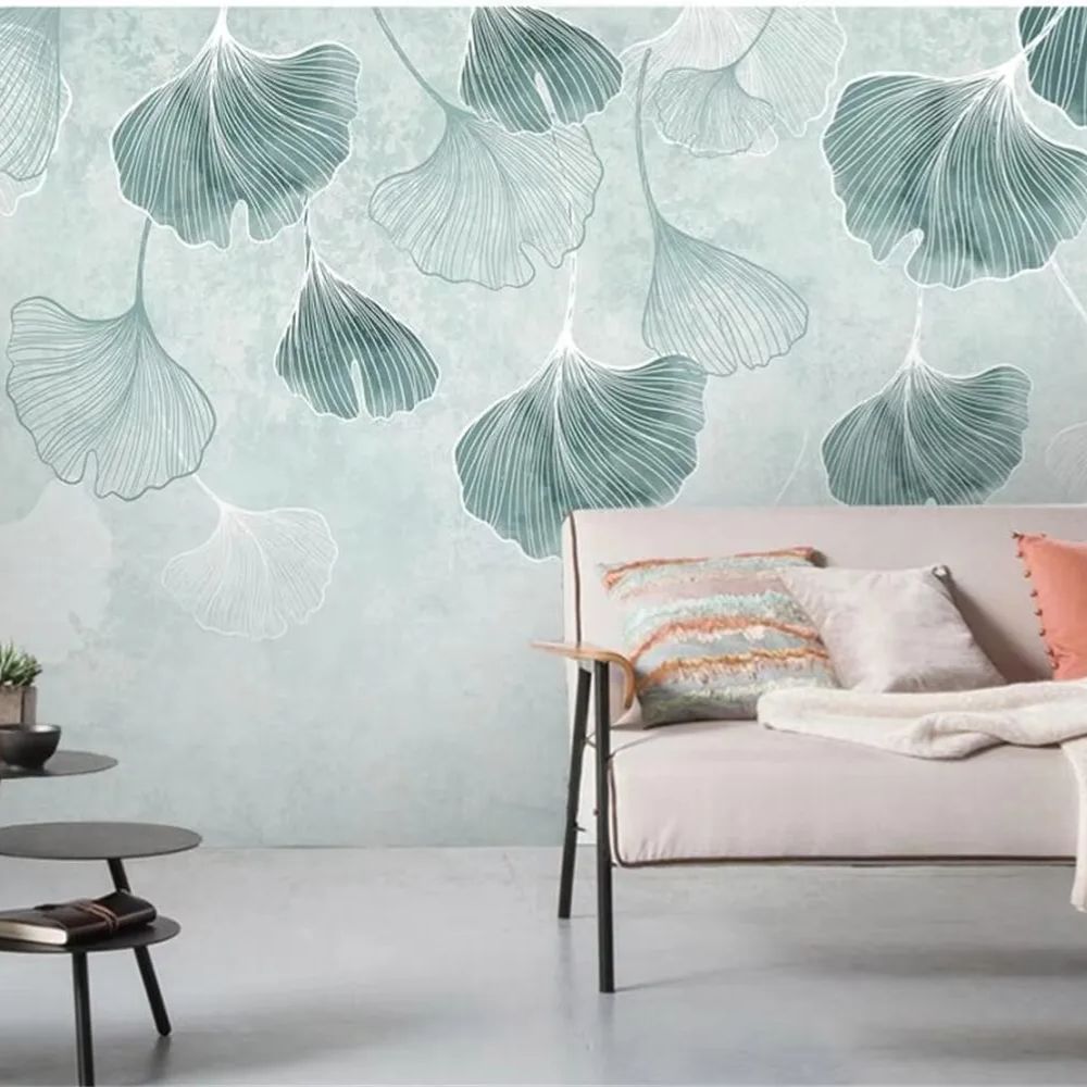 Papier peint feuille de ginkgo deco mural