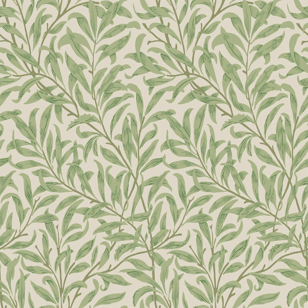 Papier peint feuilles vert sauge Deco salon