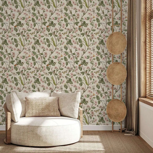 Papier peint fleur style vintage