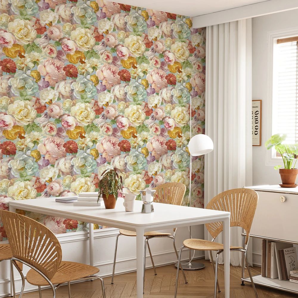 Papier peint fleurs anglaises deco mural