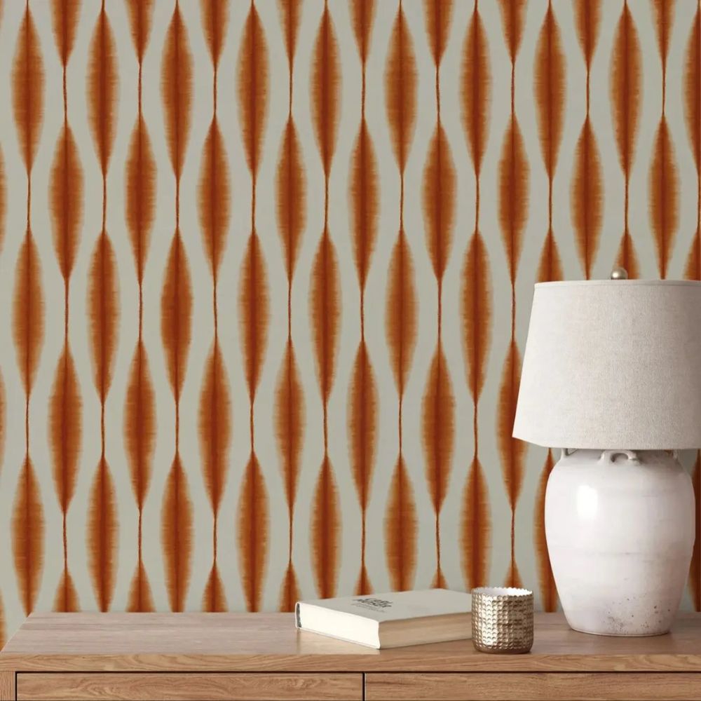 Papier peint geometrique terracotta chic