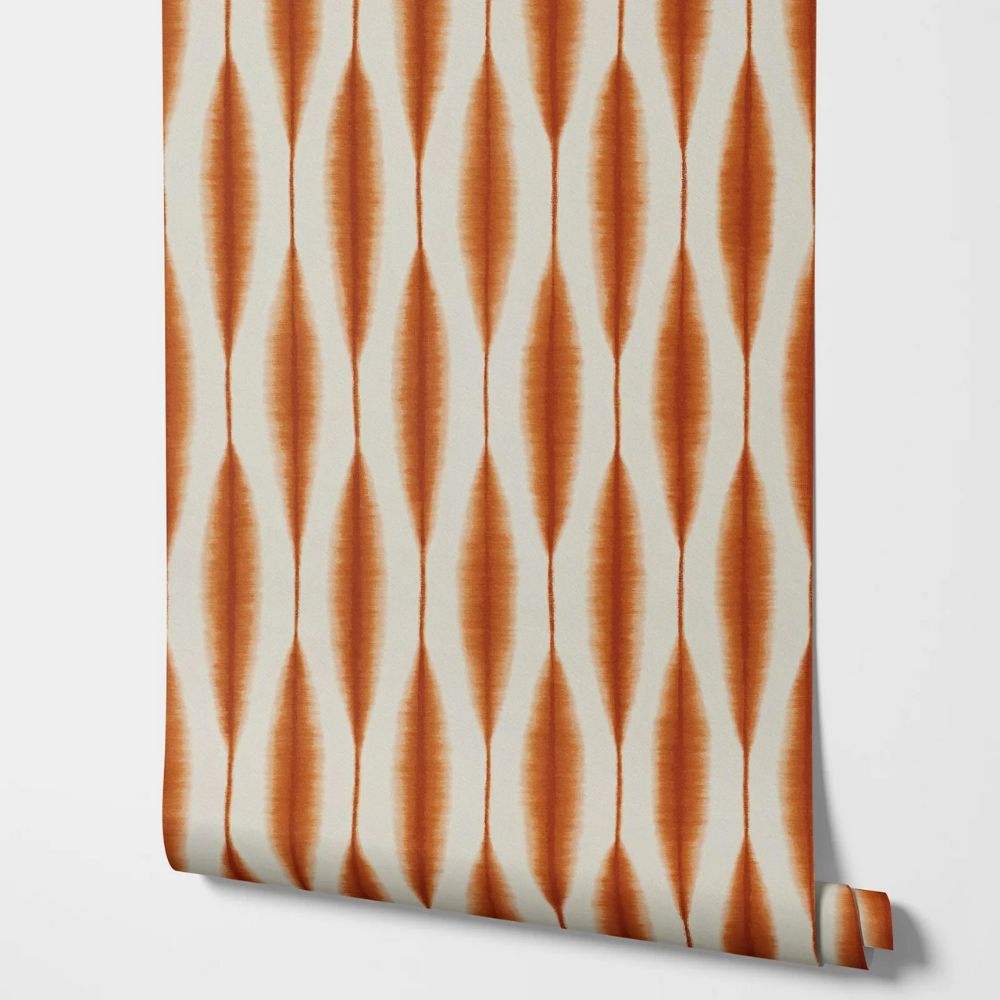 Papier peint geometrique terracotta motif