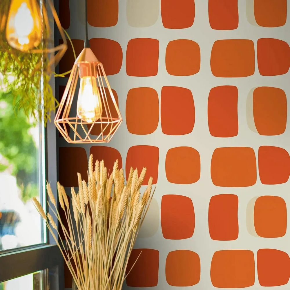 Papier peint graphique terracotta deco mur