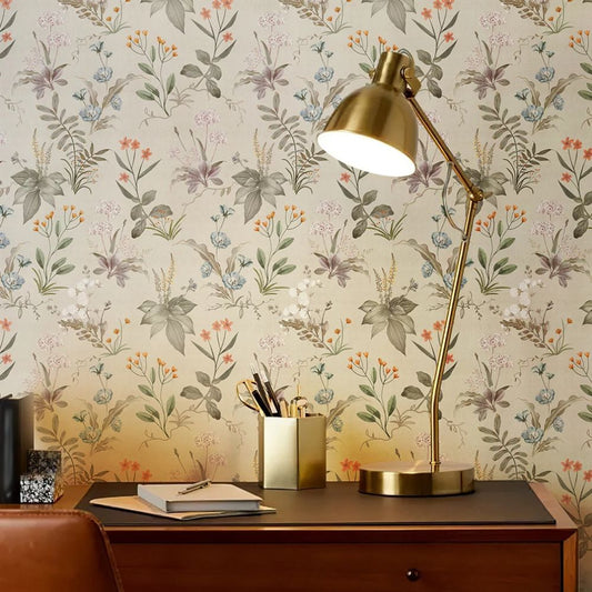 Papier peint herbier rétro lamp