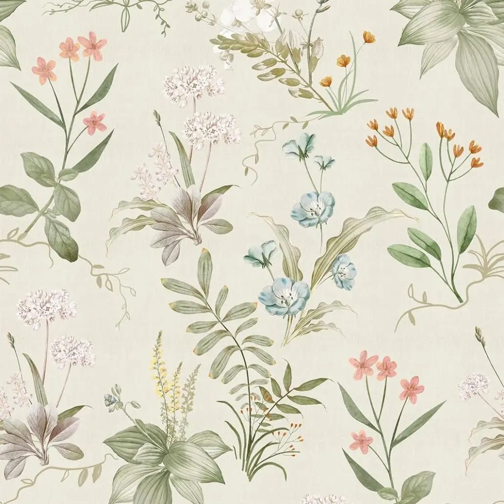 Papier peint herbier rétro motif