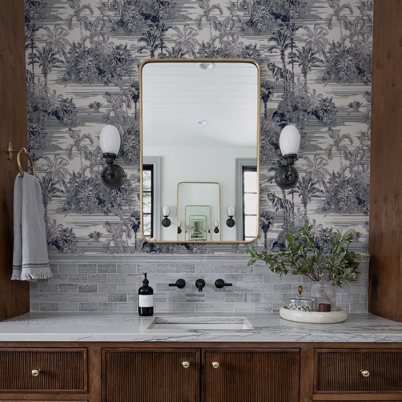 Papier peint jungle toile de jouy