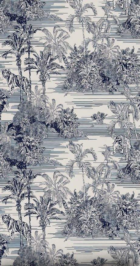 Papier peint jungle toile de jouy motif