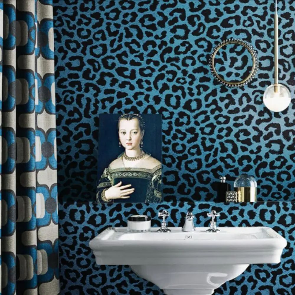 Papier peint léopard bleu