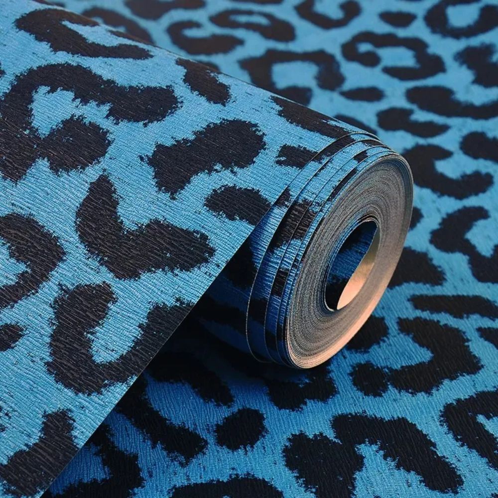 Papier peint léopard bleu motif