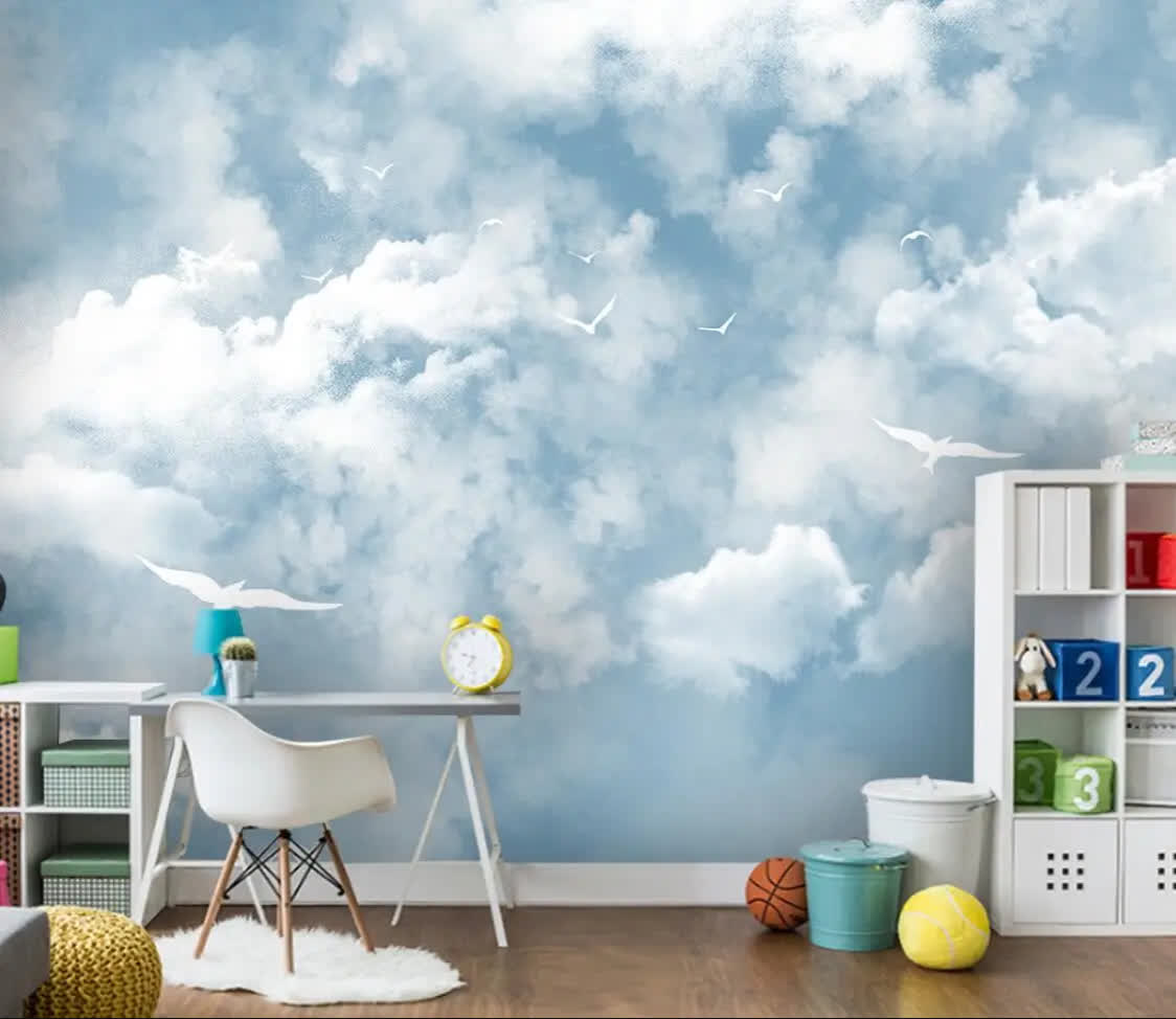 Papier peint nuage bleu