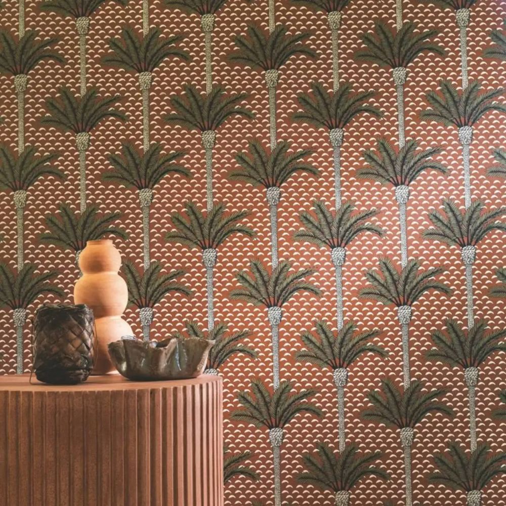 Papier peint palmier terracotta deco murale