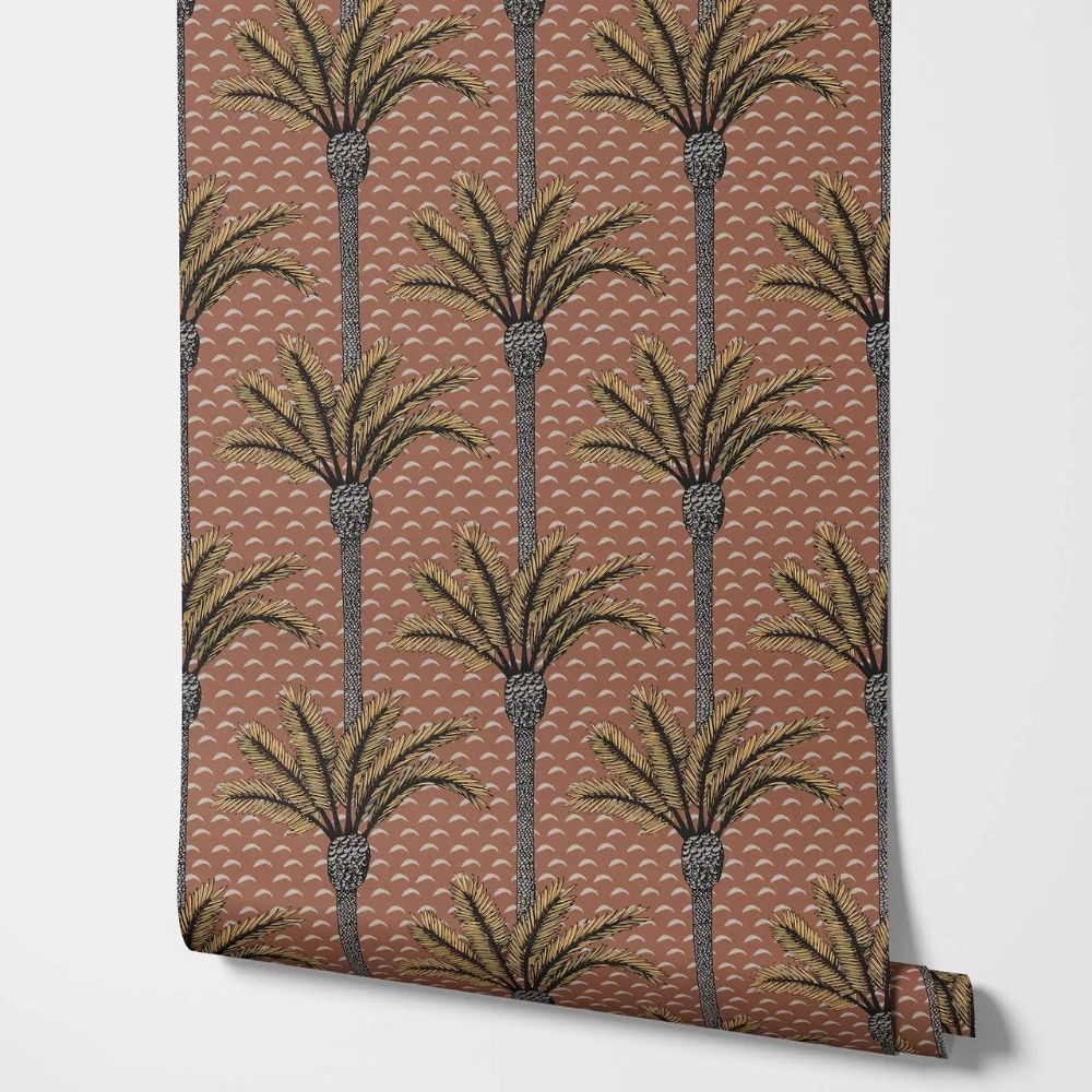 Papier peint palmier terracotta motif
