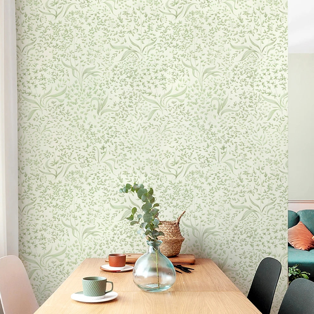 Papier peint panoramique vert sauge decoration murale