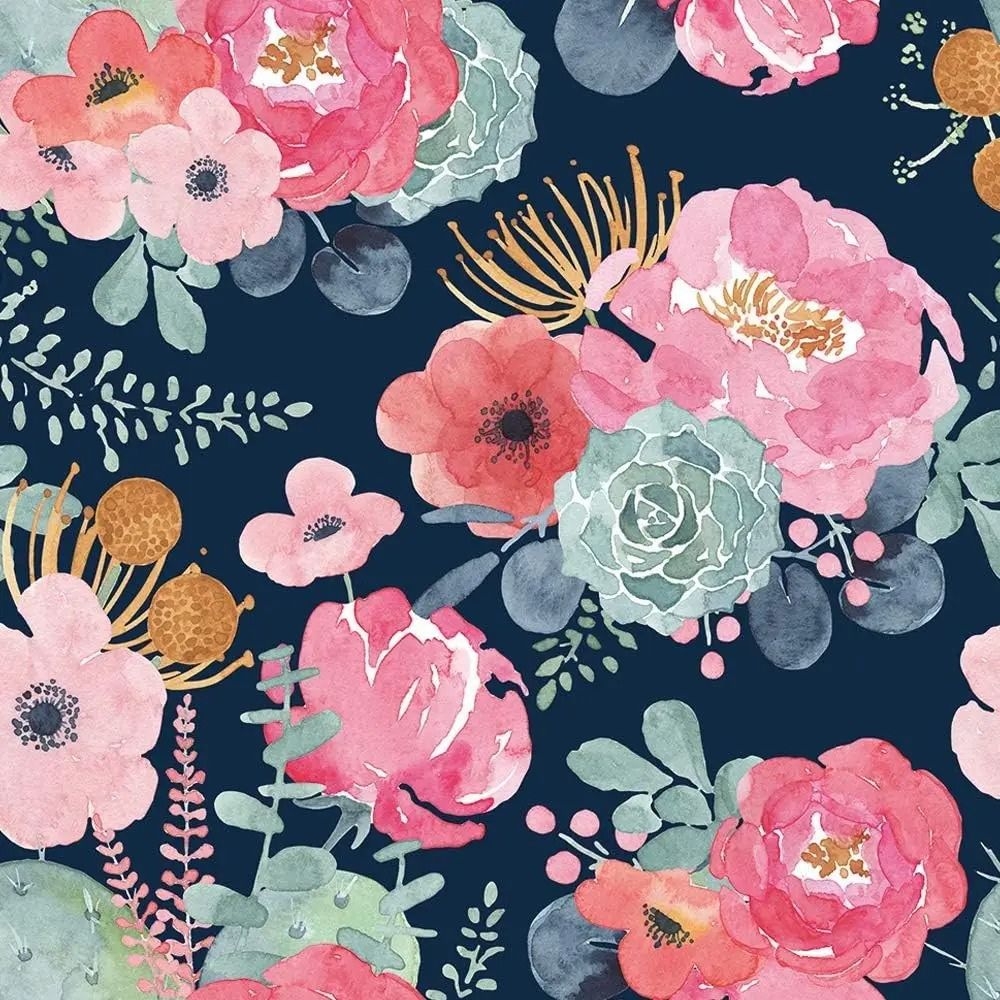 Papier peint pivoines vintage motif