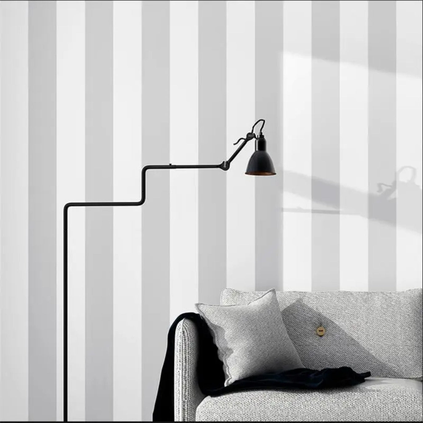 Papier peint rayures gris clair Deco salon