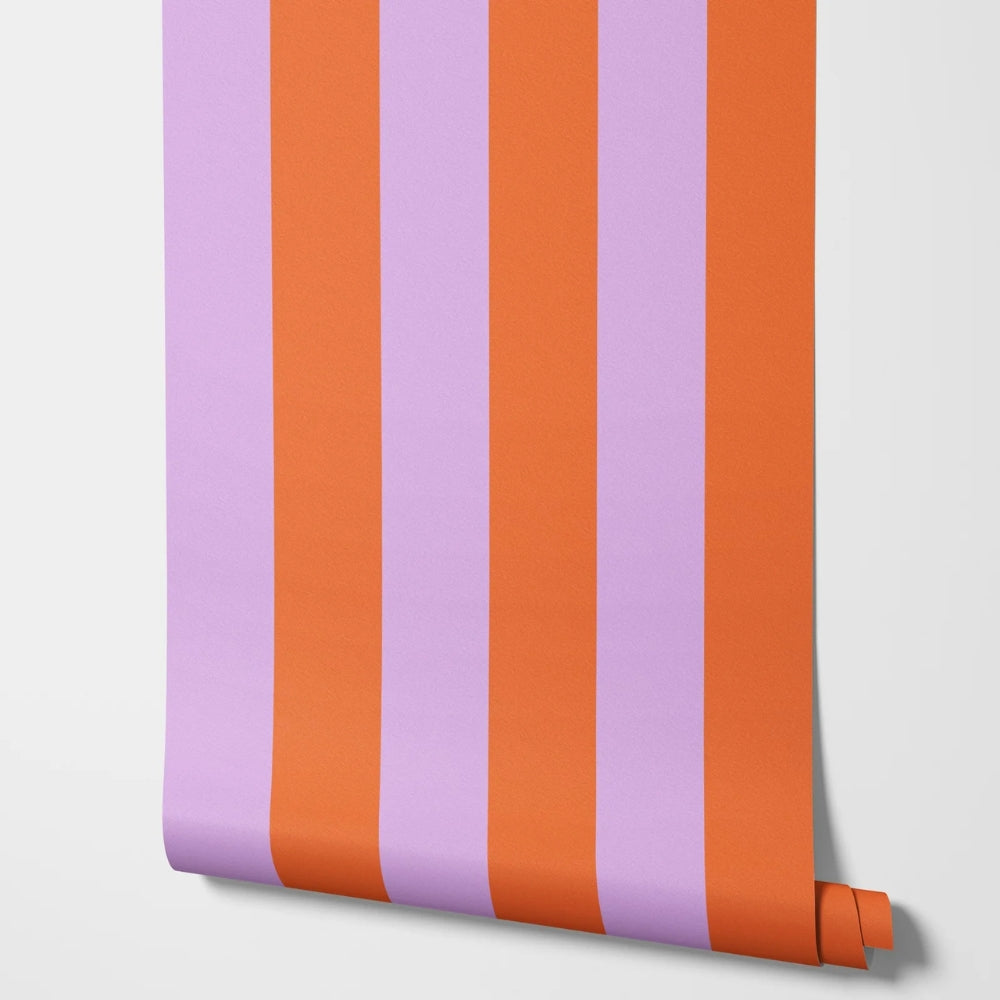 Papier peint rayures rose et rouge decoration murale