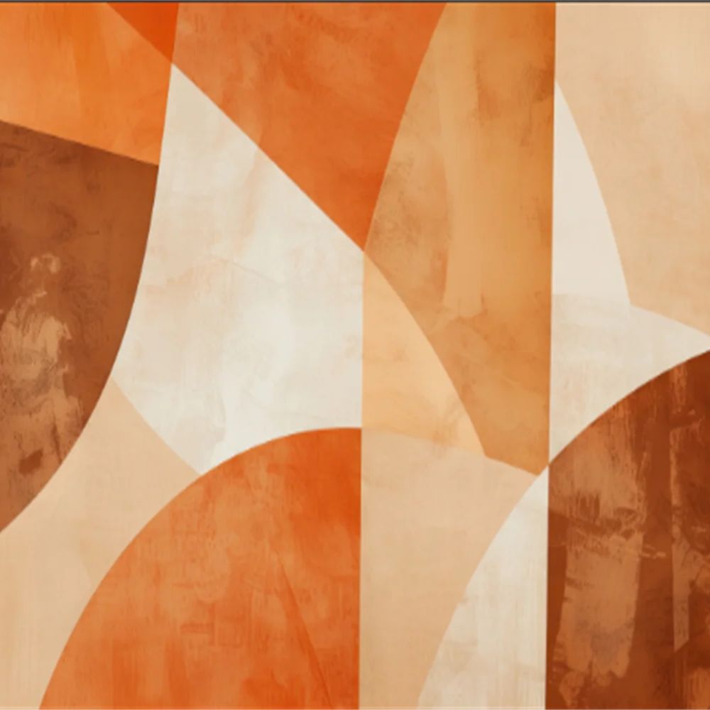 Papier peint terracotta et beige motif