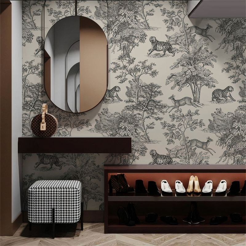 Papier peint toile de jouy noir et blanc