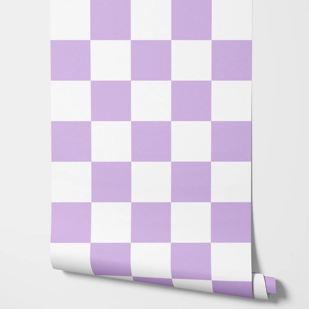 Papier peint vichy violet motif