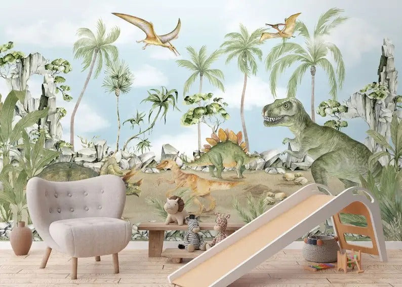 Papier Peint Dinosaure Vert
