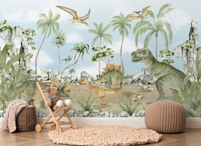 Papier Peint Dinosaure Vert