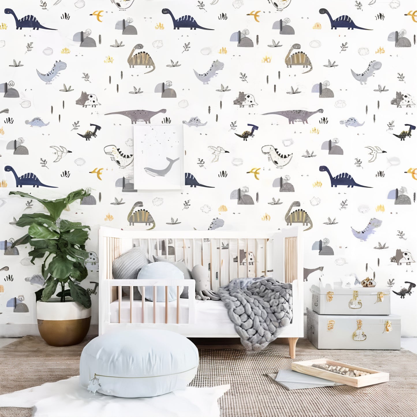 Papier Peint Dinosaure Fond Blanc
