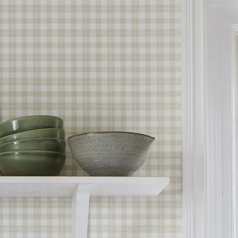 Papier peint carreaux cuisine vert sauge