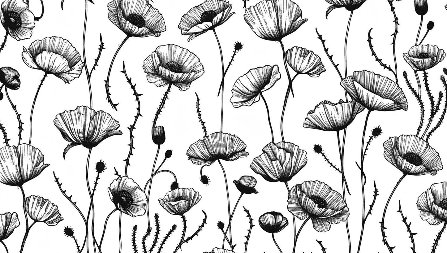 Papier Peint Coquelicot Noir Et Blanc