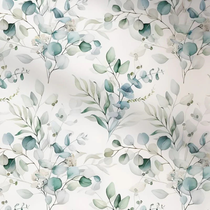 Papier Peint Feuillage Bleu Vert