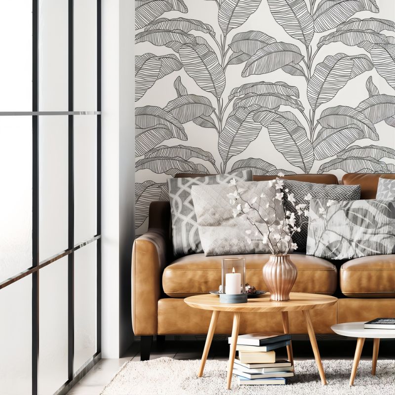 Papier Peint Feuillage Noir