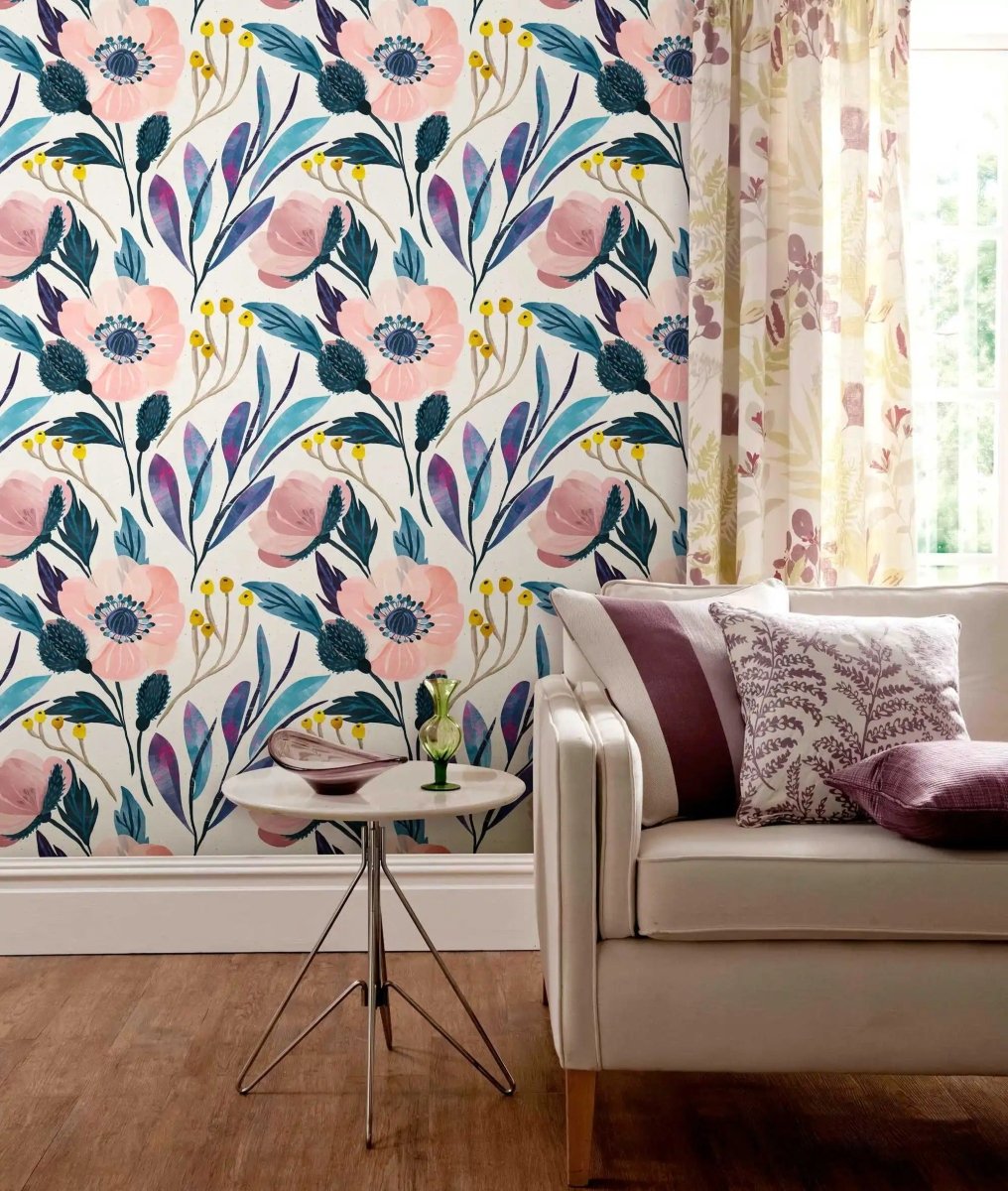 Papier peint fleuri chambre fille