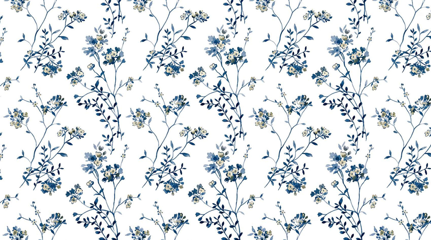 Papier peint fleuri vert d'eau