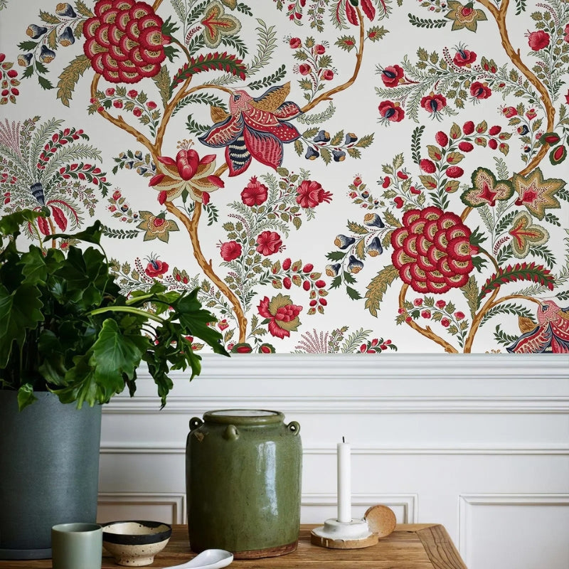 Papier peint fleurs indiennes
