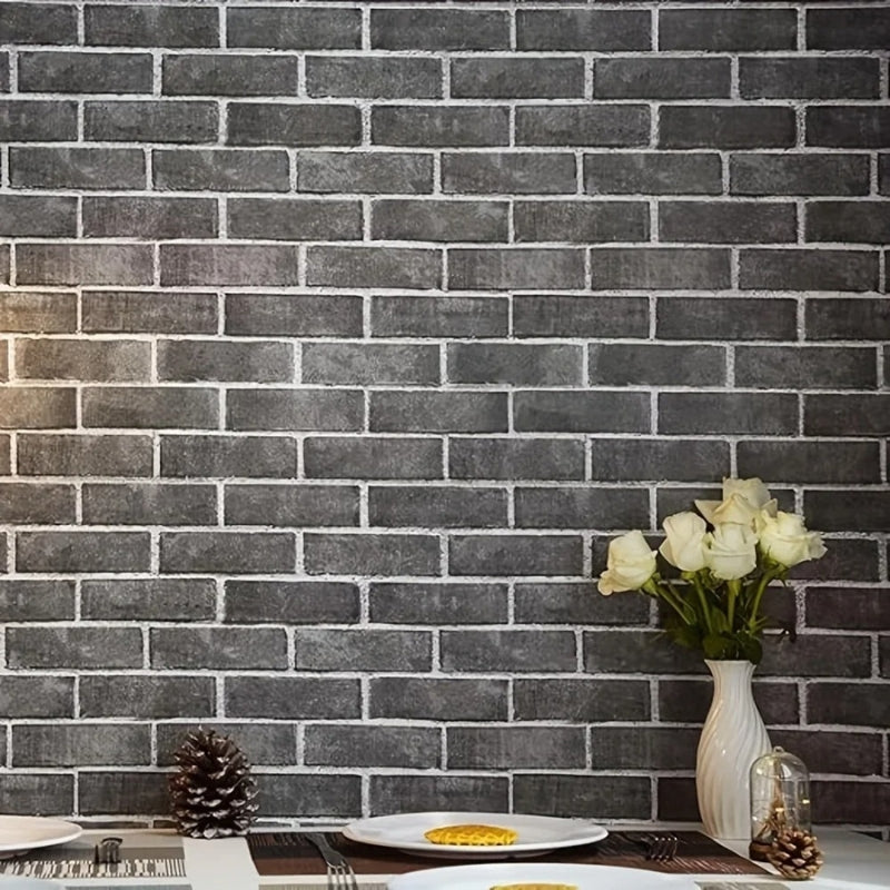 Papier peint brique gris anthracite